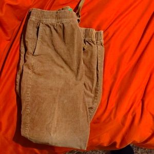 Corduroy pants elastic waste medium brown